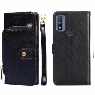 For Motorola G Pure Zipper Bag PU + TPU Horizontal Flip Leather Case(Black)