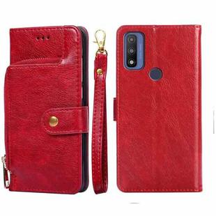 For Motorola G Pure Zipper Bag PU + TPU Horizontal Flip Leather Case(Red)