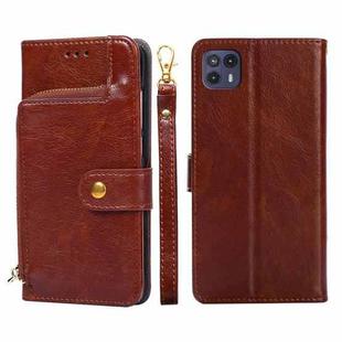 For Motorola Moto G50 5G Zipper Bag PU + TPU Horizontal Flip Leather Case(Brown)