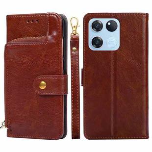 For OnePlus Ace Racing Zipper Bag PU + TPU Horizontal Flip Leather Case(Brown)