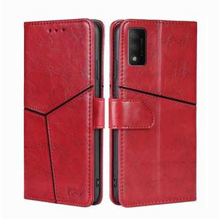 For TCL 30T T603DL Geometric Stitching Horizontal Flip Leather Phone Case(Red)