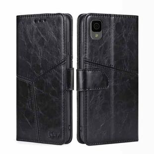 For TCL 30Z T602DL Geometric Stitching Horizontal Flip Leather Phone Case(Black)