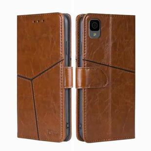 For TCL 30Z T602DL Geometric Stitching Horizontal Flip Leather Phone Case(Light Brown)
