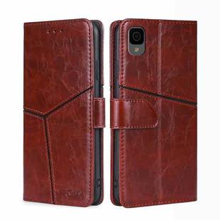 For TCL 30Z T602DL Geometric Stitching Horizontal Flip Leather Phone Case(Dark Brown)