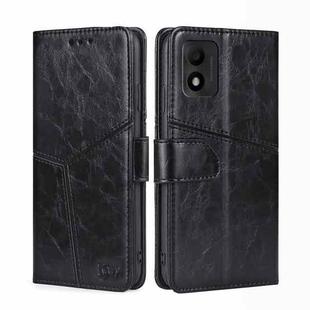 For TCL 303 Geometric Stitching Horizontal Flip Leather Phone Case(Black)