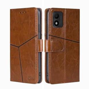 For TCL 303 Geometric Stitching Horizontal Flip Leather Phone Case(Light Brown)