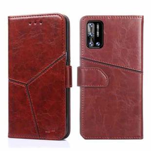 For Doogee N40 Pro Geometric Stitching Horizontal Flip Leather Phone Case(Dark Brown)