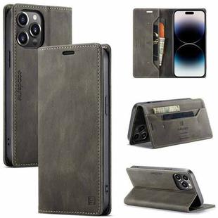 For iPhone 14 Pro Max AutSpace A01 Retro Skin-feel Crazy Horse Leather Phone Case (Coffee)