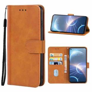 For HTC Desire 22 Pro Leather Phone Case(Brown)