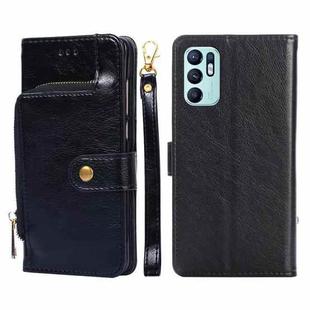For OPPO Reno6 4G Zipper Bag PU + TPU Horizontal Flip Leather Phone Case(Black)
