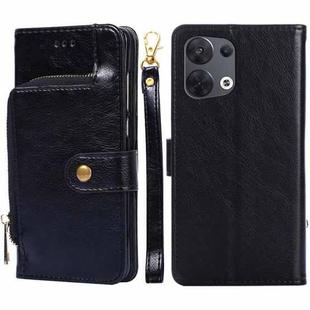 For OPPO Reno8 5G Zipper Bag PU + TPU Horizontal Flip Leather Phone Case(Black)