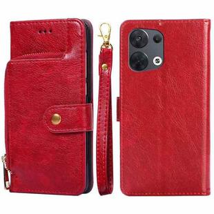 For OPPO Reno8 5G Zipper Bag PU + TPU Horizontal Flip Leather Phone Case(Red)
