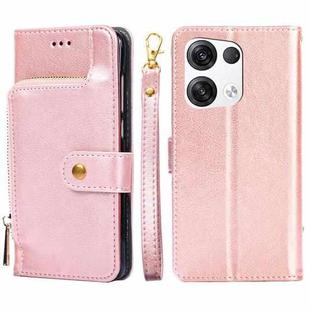 For OPPO Reno8 Pro+ 5G Zipper Bag PU + TPU Horizontal Flip Leather Phone Case(Rose Gold)