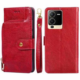 For vivo S15 5G Zipper Bag PU + TPU Horizontal Flip Leather Phone Case(Red)