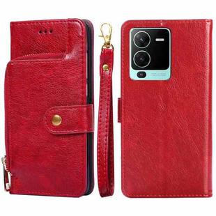 For vivo S15 Pro 5G Zipper Bag PU + TPU Horizontal Flip Leather Phone Case(Red)