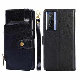 For vivo X70 Zipper Bag PU + TPU Horizontal Flip Leather Phone Case(Black)