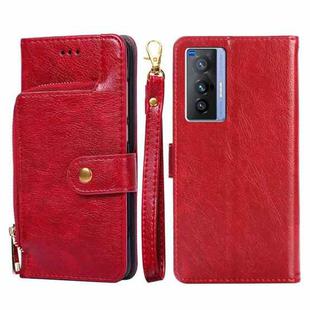For vivo X70 Zipper Bag PU + TPU Horizontal Flip Leather Phone Case(Red)