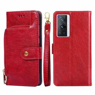 For vivo X70 Pro Zipper Bag PU + TPU Horizontal Flip Leather Phone Case(Red)