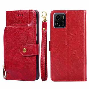 For vivo Y15s Global Version Zipper Bag PU + TPU Horizontal Flip Leather Phone Case(Red)