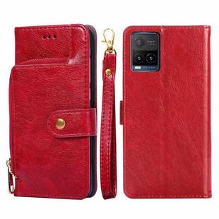 For vivo Y21/Y21s/Y33s Zipper Bag PU + TPU Horizontal Flip Leather Phone Case(Red)