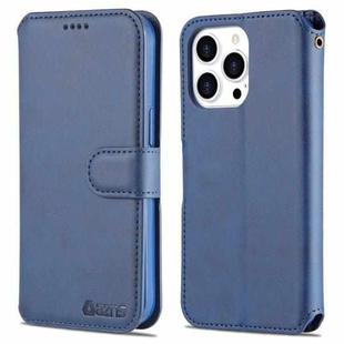 For iPhone 14 Pro AZNS Calf Texture Flip Leather Phone Case(Blue)