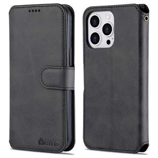 For iPhone 14 Pro AZNS Calf Texture Flip Leather Phone Case(Black)