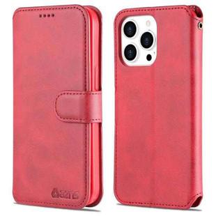 For iPhone 14 Pro Max AZNS Calf Texture Flip Leather Phone Case (Red)