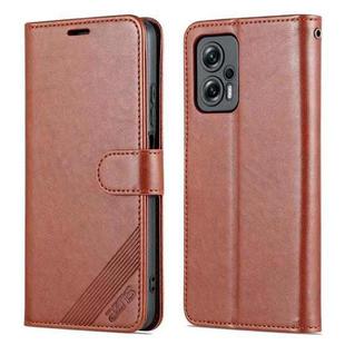 For Xiaomi Redmi Note 11T Pro / Poco X4 GT AZNS Sheepskin Texture Flip Leather Phone Case(Brown)