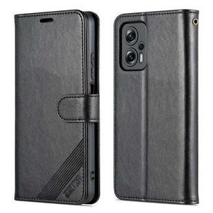 For Xiaomi Redmi Note 11T Pro / Poco X4 GT AZNS Sheepskin Texture Flip Leather Phone Case(Black)