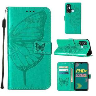 For Infinix Hot 11 Embossed Butterfly Leather Phone Case(Green)