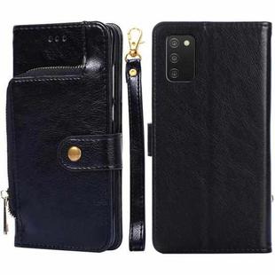 For Samsung Galaxy A03s 165.85mm Zipper Bag PU + TPU Horizontal Flip Leather Phone Case(Black)