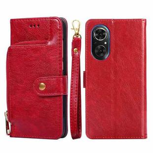 For Honor 50 SE Zipper Bag PU + TPU Horizontal Flip Leather Phone Case(Red)