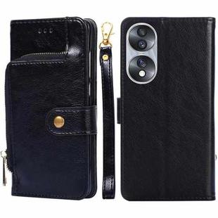 For Honor 70 Zipper Bag PU + TPU Horizontal Flip Leather Phone Case(Black)