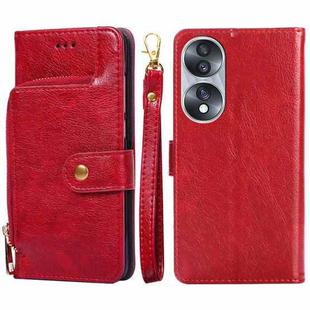 For Honor 70 Zipper Bag PU + TPU Horizontal Flip Leather Phone Case(Red)