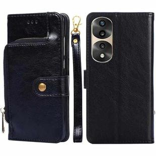 For Honor 70 Pro/70 Pro+ Zipper Bag PU + TPU Horizontal Flip Leather Phone Case(Black)
