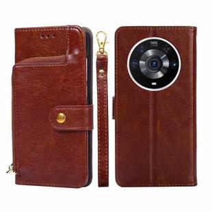 For Honor Magic3 Pro Zipper Bag PU + TPU Horizontal Flip Leather Phone Case(Brown)