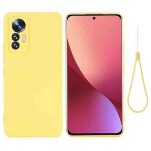 For Xiaomi 12 Lite Solid Color Liquid Silicone Full Coverage Phone Case(Yellow)