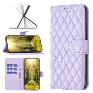 For OPPO A74 4G / F19 4G Diamond Lattice Wallet Leather Flip Phone Case(Purple)