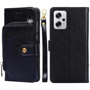 For Xiaomi Redmi Note 11T Pro 5G/Note 11T Pro+ 5G Zipper Bag PU + TPU Horizontal Flip Leather Phone Case(Black)