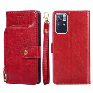 For Xiaomi Redmi Note 11 5G/Xiaomi Poco M4 Pro 5G Zipper Bag PU + TPU Horizontal Flip Leather Phone Case(Red)