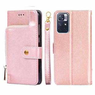 For Xiaomi Redmi Note 11 5G/Xiaomi Poco M4 Pro 5G Zipper Bag PU + TPU Horizontal Flip Leather Phone Case(Rose Gold)