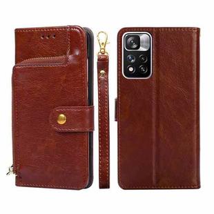 For Xiaomi Redmi Note 11 Pro 5G/Note 11 Pro+ 5G Zipper Bag PU + TPU Horizontal Flip Leather Phone Case(Brown)