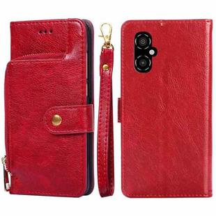 For Xiaomi Poco M4 5G Zipper Bag PU + TPU Horizontal Flip Leather Phone Case(Red)
