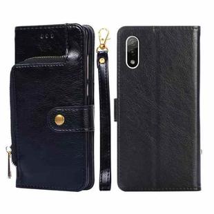 For Sony Xperia Ace II Zipper Bag PU + TPU Horizontal Flip Leather Phone Case(Black)