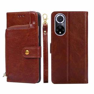 For Huawei nova 9 Zipper Bag PU + TPU Horizontal Flip Leather Phone Case(Brown)
