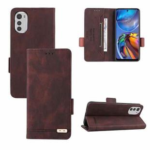 For Motorola Moto E32 4G Magnetic Clasp Leather Phone Case(Brown)