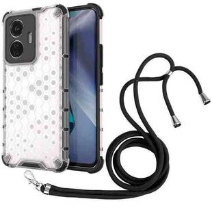 For vivo T1 44W Lanyard Honeycomb Phone Case(White)