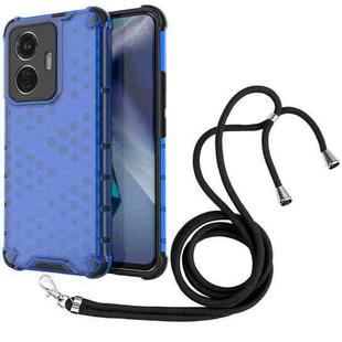 For vivo T1 44W Lanyard Honeycomb Phone Case(Blue)
