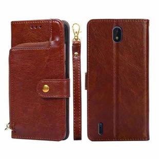 For Nokia C01 Plus/C1 2nd Edition Zipper Bag PU + TPU Horizontal Flip Leather Phone Case(Brown)