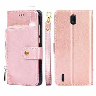 For Nokia C01 Plus/C1 2nd Edition Zipper Bag PU + TPU Horizontal Flip Leather Phone Case(Gold)